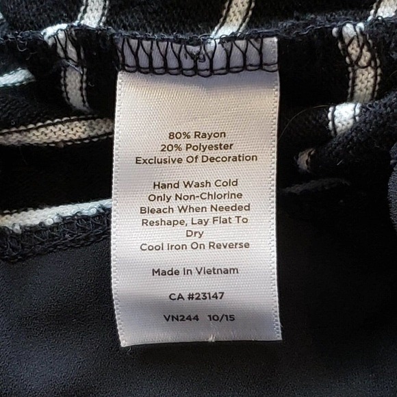 Talbots Shirt Womens Plus Size 2X Striped Black White 3/4 Sleeve Sheer Bottom - Picture 7 of 8